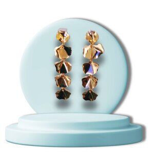 NWT Gap Gold Tiered Petal Drops | Shimmering Dainty Statement Earrings